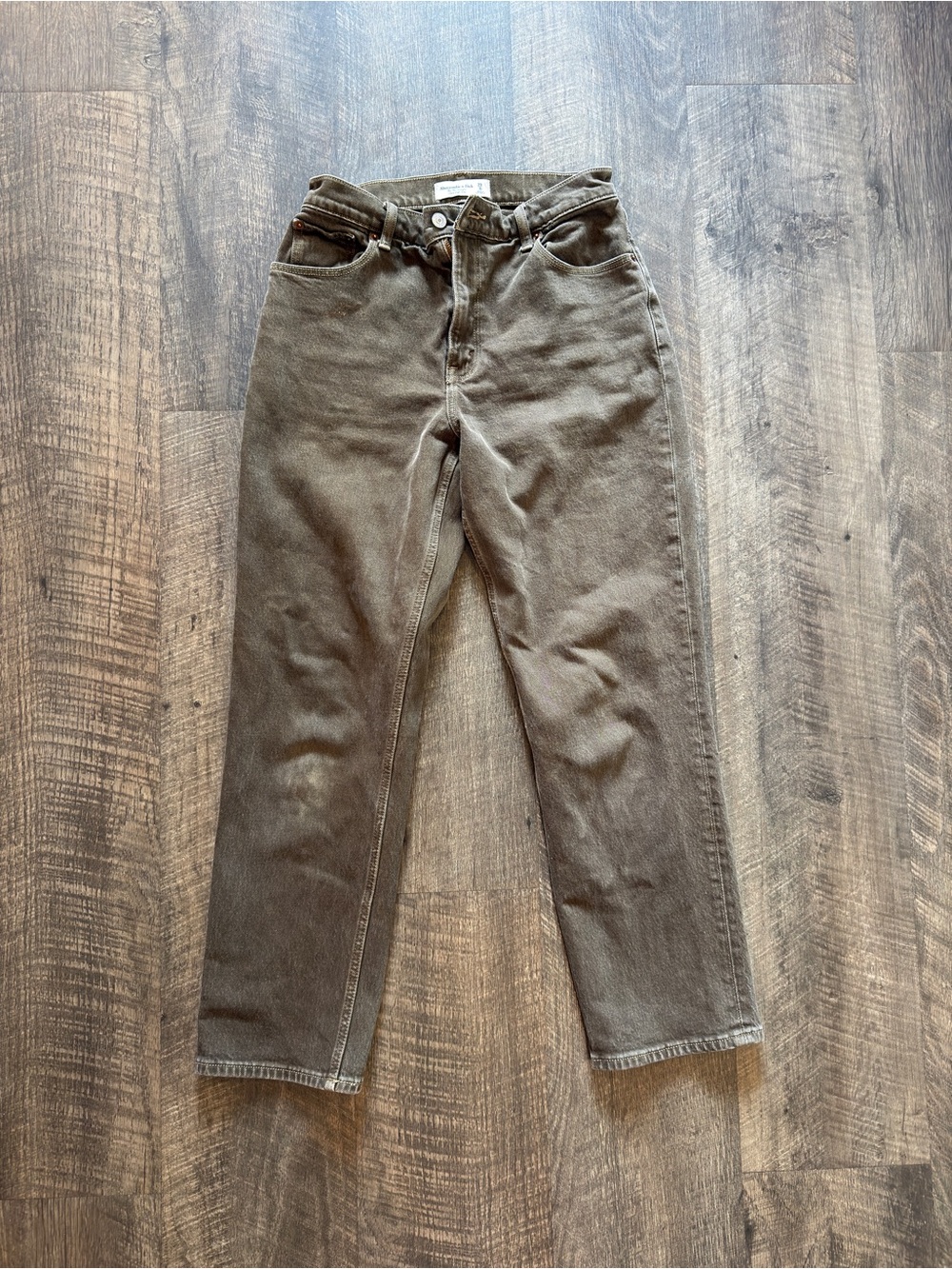Abercrombie & Fitch Women's Straight-Leg Jeans — Olive Brown